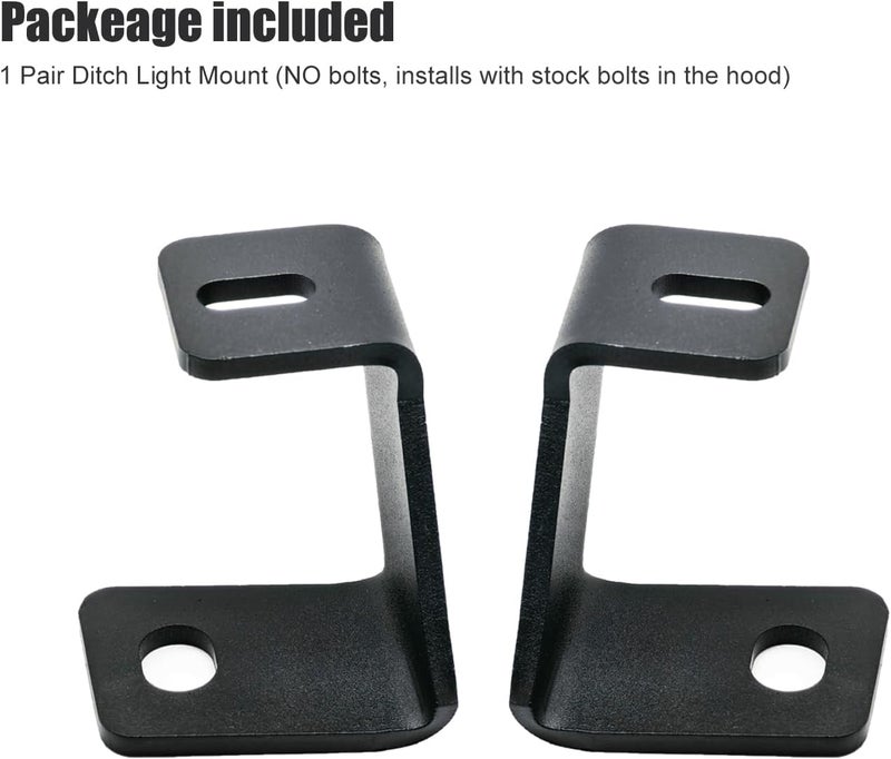 DarSeity Low Profile Mount Hood Hinges Ditch Light Brackets for Ford F150 2015-2023 & F150 Raptor 2017-2023, for Auxiliary Off-Road Lighting (for Ford F150 15-23) - Image 5